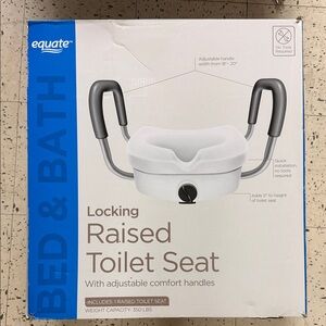 Equate Locking Raised Toilet Seat with Handles – New (Open Box)
